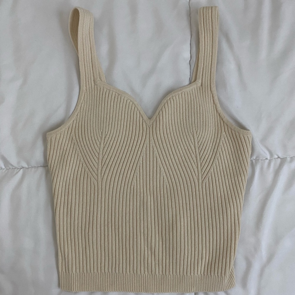 Abercrombie & Fitch Cream Ribbed Knit Tank Top